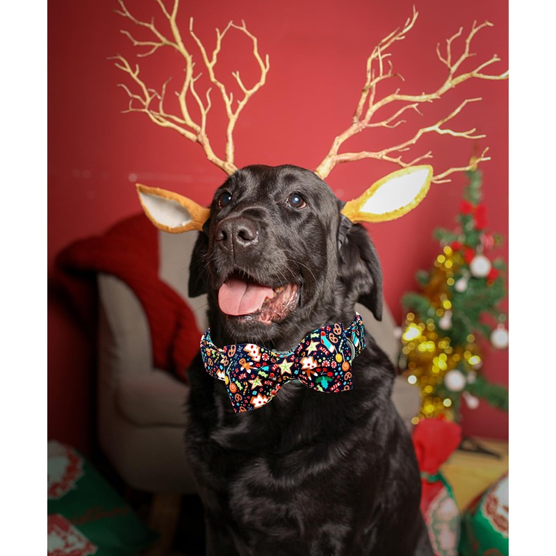 Lionheart glory Christmas Dog Bow Collar Gingerbread Man Print Dog