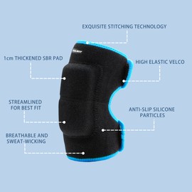 EULANT Adjustable Soft Elbow Pads and Knee Pads for Kids, Child Protective Pad Sets for Bicycle Roller Skating Basketball Football Volleyball Dancing Kneeling,Blue S