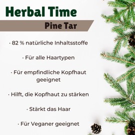 Herbal Time Pine Resin Shampoo | Strengthens Hair and Scalp, Fights Hair Loss | Tea Tree Oil, Eucalyptus Oil, Thyme | Natural Ingredients - Sulphate Free - Vegan | Green Tea, Eucalyptus, Castor Oil