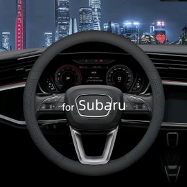 Yangday Leather Steering Wheel Cover for Subaru Forester Crosstrek Impreza Legacy Outback, 14.5-15 inches Car Steering Wheel Cover with Non-Slip Breathable (Black)