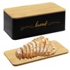 Holismo Bread Box with Bamboo Cutting Board Lid, Metal Bread