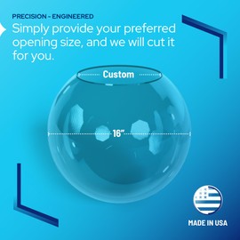 KastLite 16" Clear Acrylic Lamp Post Globe | Smooth Textured with Custom Size Neckless Opening | Manufactured in The USA