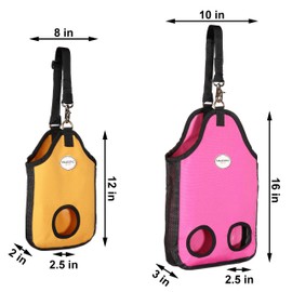Majestic Ally Guinea Pig Hay Feeder – Rabbit Hay Feeder – Strong Nylon Wire Mesh Ventilated Feeder for Small Animals – 4 Lovely Colors and 2 Sizes– Easy to Use (2 Holes 16" x 10" x 3", Orange)