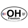 US Decal, Inc. Freedom, Ohio Oval Sticker with State Flag
