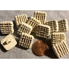 Unbranded 12 Square Matte Off-white Gold Paint Plastic Shank Buttons 11/16" 17MM # 3387