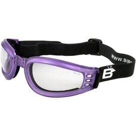 Birdz Eyewear Cardinal Women's Padded Floating Goggles Translucent Purple Frame with Clear Lens