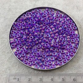 FUCHIA LINED AQUA LUSTER MIYUKI SEED BEADS APPX 20GM TUBE 6/0 ROUND