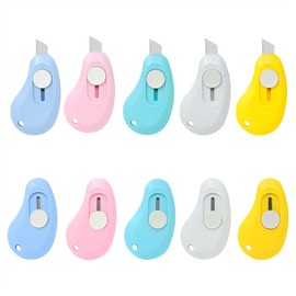 Honbay 10PCS Bean Shaped Mini Utility Knives Creative Cute Candy Colors Letter Opener Portable Art Knife Retractable Envelope Knife Letter Opener Carton Opener Box Cutter