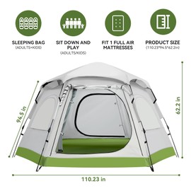 Camping Tent - 2/3/4 Person Instant Tent Easy Pop Up Tents for with Removable Rainfly, 60 Seconds Easy Setup Tent, Automatic,Waterproof Camping shelter Portablefor Camping Hiking Traveling