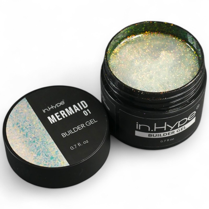 Hard Builder Gel for Nail Overlays, Extensions, and Strengthening, Mermaid