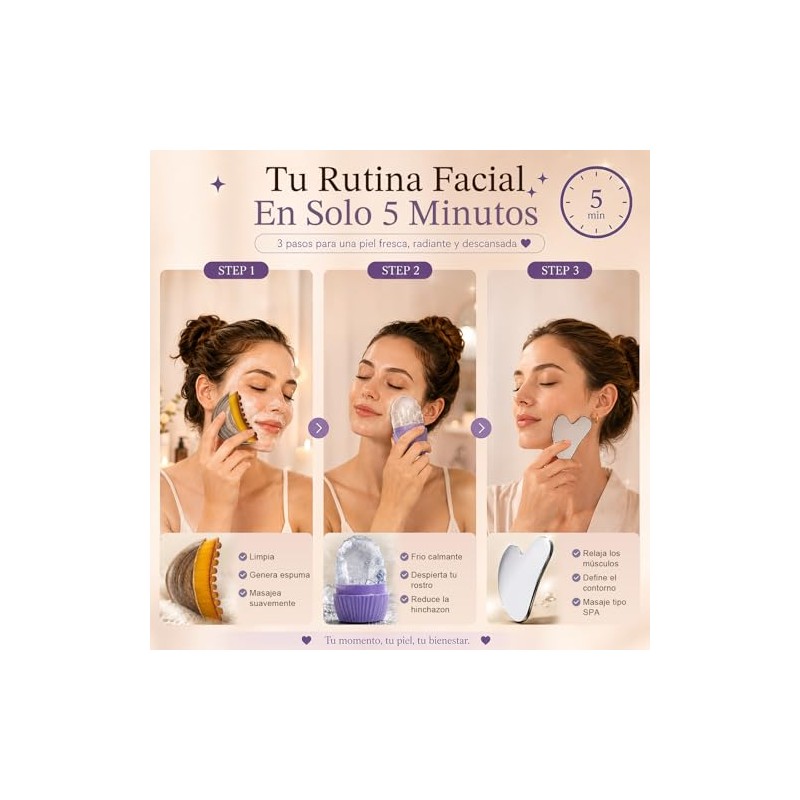 Kit de Skincare Facial 3 en 1, Sistema de Drenaje