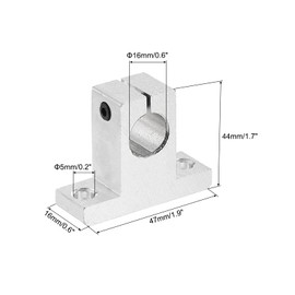 sourcing map 4pcs SK16 Aluminum Linear Rod Rail Shaft Support for 16mm Diameter Shaft, Linear Motion Rail Guides Mounting Bracket for CNC Machine, 3D Printer, Automation Equipment, Silver Tone