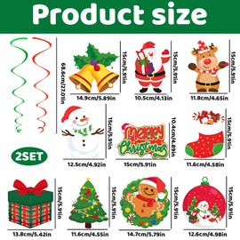 40 Pcs Christmas Swirl Ceiling Hanging Decorations Set, Santa Claus Snowman Elk Christmas Tree Gift Socks Logo Hanging Decoration, Christmas Decorations Indoor And Outdoor Christma Party Supplies
