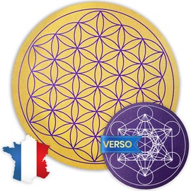 Wooden Flower of Life for Reloading Stones and Pendulums Divinatory & Metatron Cube φ15 cm – 100% Made in France
