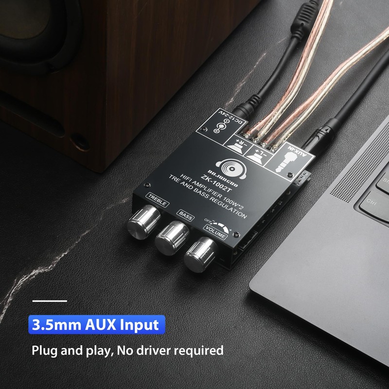 ZK-1002T Bluetooth Amplifier Board, 100W+100W 2.0 Channel Stereo Audio Power