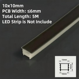 KSDLMPA 16.5Ft/5M Spotless Silicone LED Channel System with Flange, Wear Free Recessed Flexible Tube Black Cover for 5mm LED Strip Light Wall Ceiling Decor (10x10mm, LED Strip not Included)