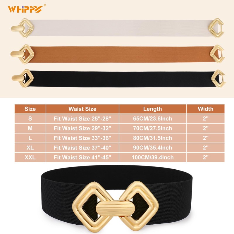 WHIPPY Women Wide Elastic Belt Vintage Stretchy Waistband with Retro