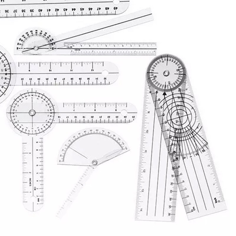 6PCS Medical Goniometer Set PVC Transparent Clear Scale Wear Resistant