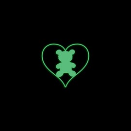 Cute Teddy Bear Heart Sweet Funny Style 3 Glow in The Dark Sticker Decal for Phone Tablet Laptop Car Truck Window | 2" Sticker | Green