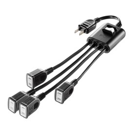 Sanwa Supply TAP-EX4SWBK Power Extension Cord with Bulk Centralized Switch (2P, 4 Splits, 4 Socks, Black)