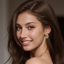 Evabelle 14K Gold Plated Earrings for Women Trendy Knot Geometric Drop Dangle Stud Eearrings (Twisted Gold)