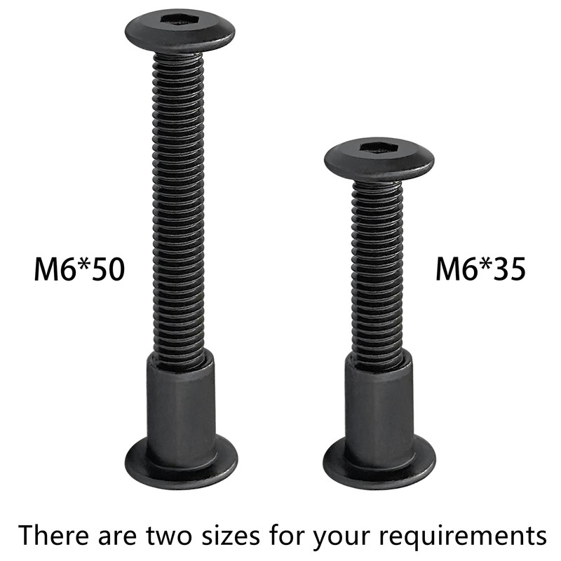 16 Sets Black Hex Socket Nut & Bolt,Furniture Connection Bolts