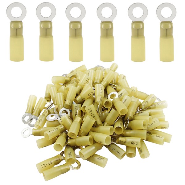 Hordion 100 terminales de anillo termorretráctil de 1/4 pulgadas, M6