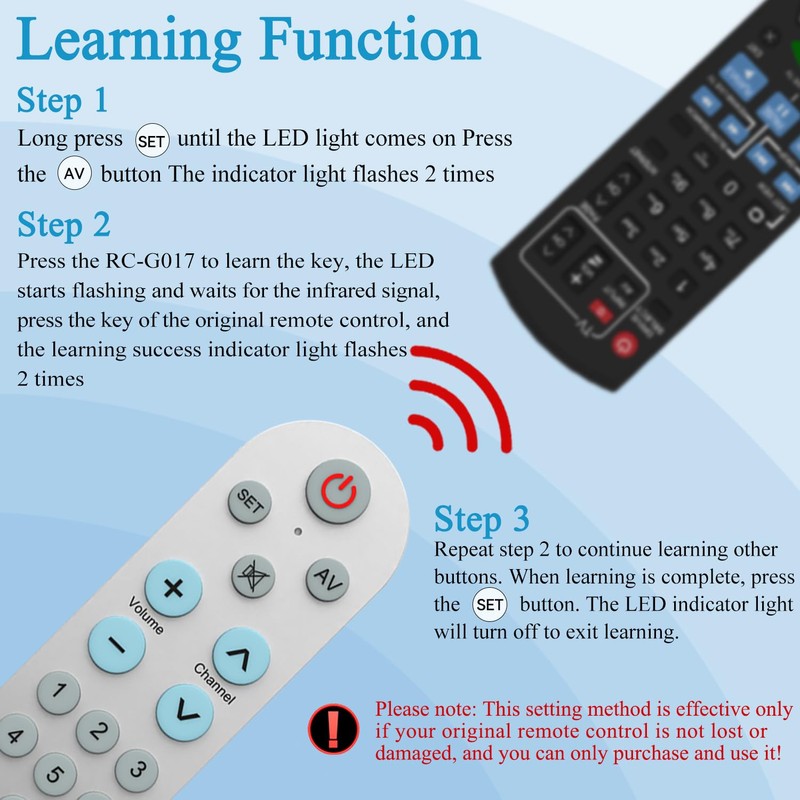 FOXRMT Learning Universal TV Remote Control, Big Button Universal TV