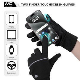 MA COWCF Winter Gloves for Men Women Waterproof Touchscreen Gloves Windproof Non-Slip Stretch for Cold Weather Warm Liner for Running Cycling Driving Hiking (Black, Large)