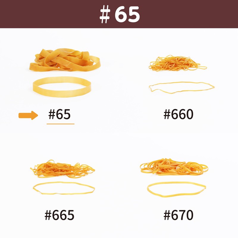 輪ゴム オーバンド #65 < 50g透明袋 > アメ色 極太幅 少量 包装