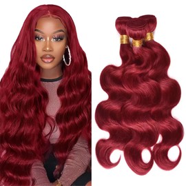28 30 32 inch 99J Human Hair Bundles Red Body Wave Weave Burgundy Bundles 99J Body Wave Human Hair Extensions