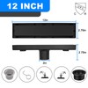 Fibetter Linear Shower Drain 12 Inch Black Rectangular Floor Drain