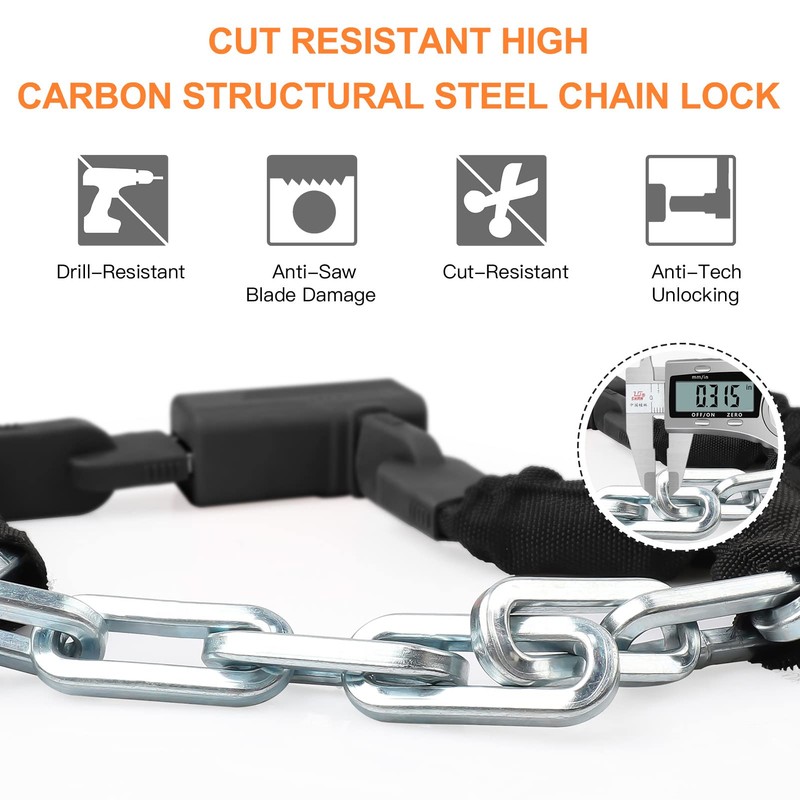 INTEKIN Anti-Theft Heavy Duty Bike Lock, 5FT, Black, Key Lock,