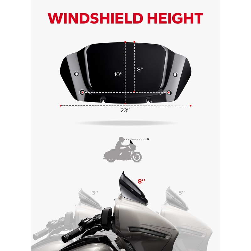 Amazicha Windshield 8" Wave Windscreen Wind Splitter Compatible for CVO