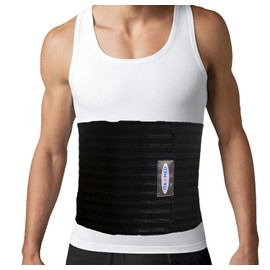 ITA-MED Men's Breathable Elastic Abdominal Binder for Post-Surgery Recovery & Umbilical Hernia Support, 9” Wide, Body-Shaping Effect, Made in USA, Black (Medium)