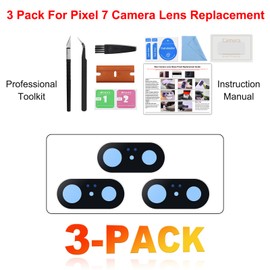 3 Pack for Pixel 7 Back Rear Camera Lens Glass Replacement, Back Camera Lens with Premium Lens Protector Compatible with Pixel 7, Included Instruction Manual, Toolkit