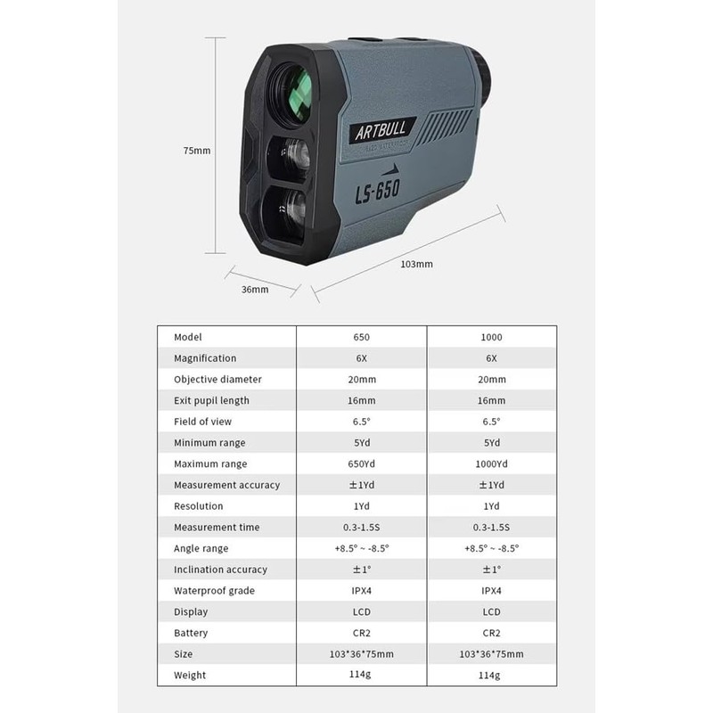Golf Range Finder with Slope 650M 710Yards 5 Modes ±0.5