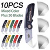 10-Pack Heavy Duty Folding Box Cutter Set with 30 Replacement
