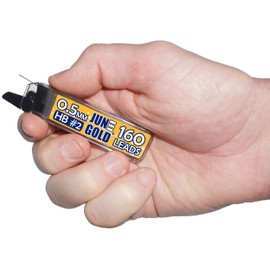 June Gold 640 Pieces, 0.5 mm HB #2 Lead Refills, 160 Pieces Per Dispenser, Fine Thickness, Break Resistant Lead/Graphite (Pack of 4 Dispensers)
