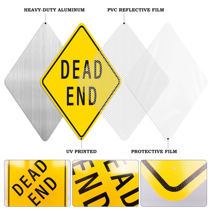 Anobell Dead End Sign 24 x 24 Inches Reflective Aluminum