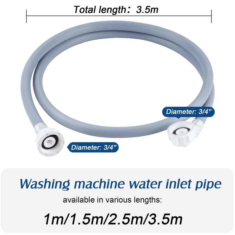 twoonto Washing Machine Cold Water Inlet Pipe, 3.5M Universal Inlet