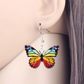 HUAGEO Acrylic Cute Orange Monarch Butterfly Earrings Spring Summer Insects Dangle Novelty Jewellery For Women Butterfly Lovers Charms Gifts (Multi)