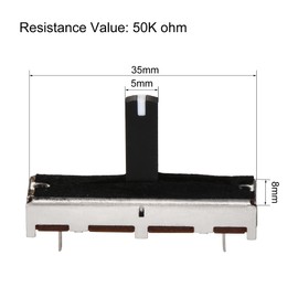 sourcing map Fader Variable Resistors Mixer One Channel Potentiometer with Buttons 35 mm Straight Slide B50K Ohm Pack of 2