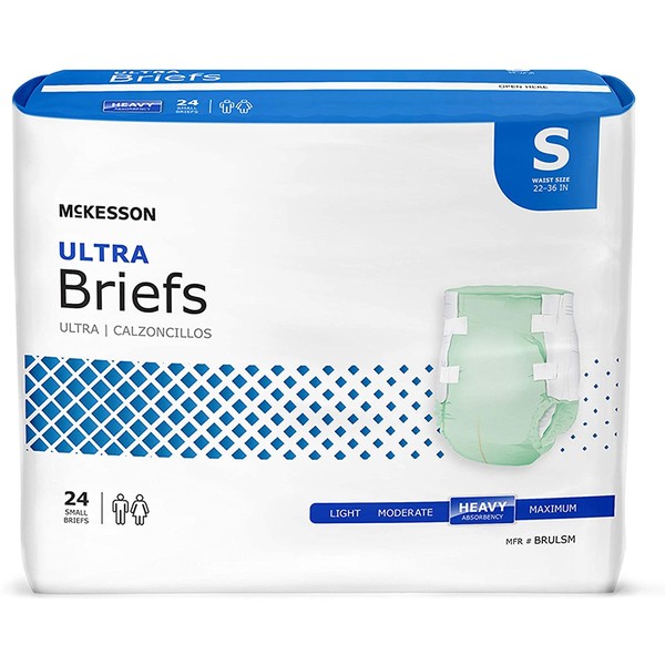 McKesson Ultra Adult Incontinence Briefs, Disposable, Unisex, Small, 24 Count, 1 Pack