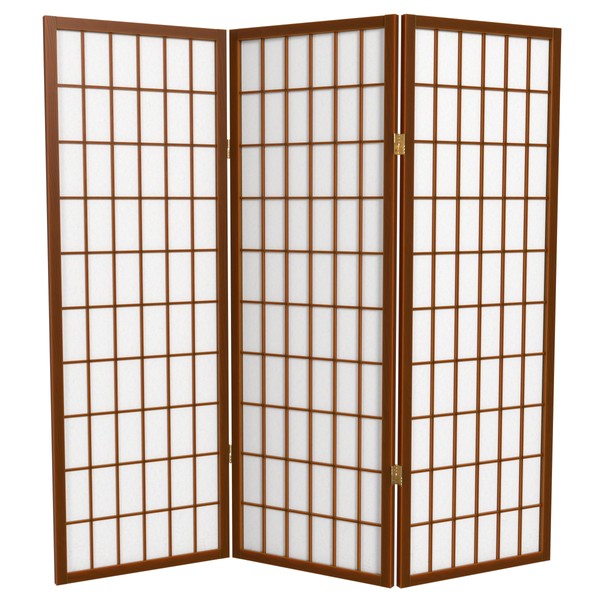 4 ft. Short Window Pane Shoji Screen - Walnut -