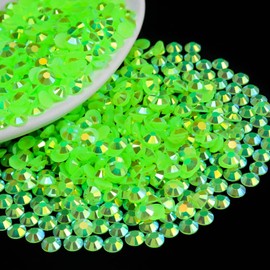 Briskbloom 3000PCS 2mm Resin Flatback Rhinestone, Peridot AB Color Flatback Jelly Resin Rhinestones for Mugs, Bottles, Tumblers, Craft Decoration, Loose Bling Glitter Diamond Stone