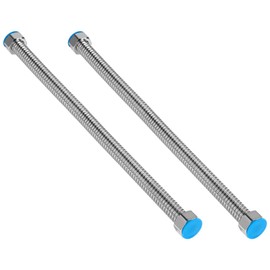 SWAWIS Pack of 2 48 cm Flex Pipe, Corrugated Pipe, Stainless Steel, Flex Hose, 3/4 Inch DN20 with Washer, Flexible Water Pipes, Connection Pipe for Water Heaters, Toilets, Bathtubs, Taps