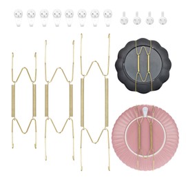 EEEKit Pack of 12 Invisible Steel Wall Plate Hangers, Decorative Tin Hangers in Various Sizes with 12 Wall Hooks for Decorative Panels and Art (6/8/10 Inch)