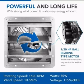 iPower 12 Inch Shutter Exhaust Fan with Temperature Controller and Power Cord Kit