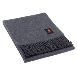 Arequipa Pride - Alpaca Wool Throw Blanket Woven Soft Warm Solid Color Design Peru 64" x 53" (Denim Blue)
